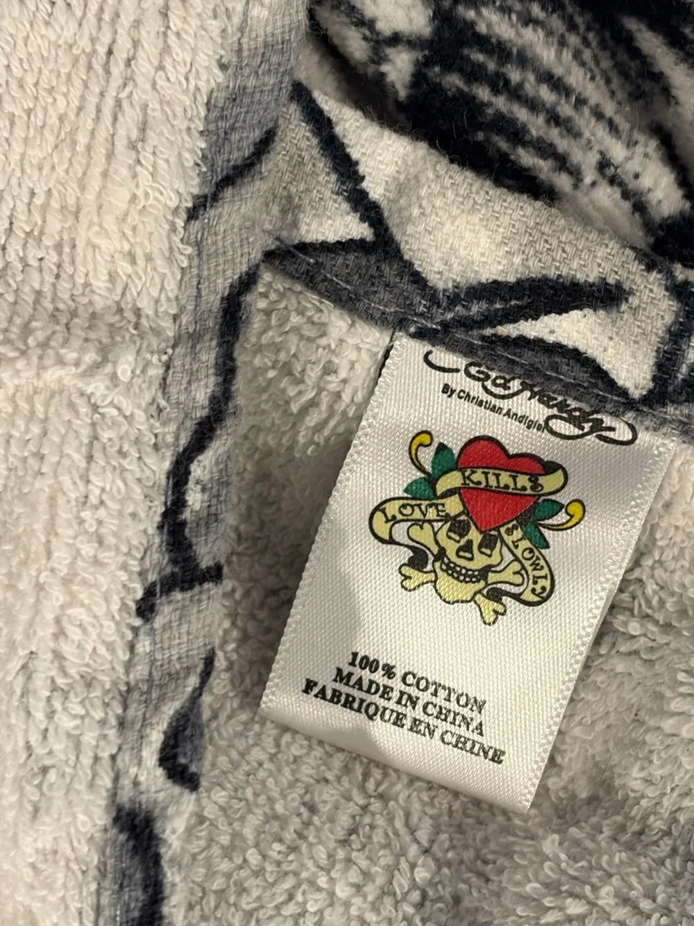Rare Ed Hardy Christian Audigier Peace Love Tattoos Eagle Dagger Beach Towel